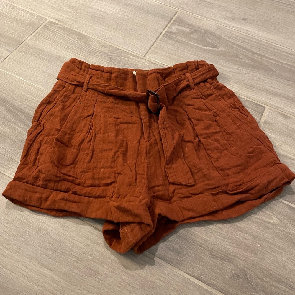 Lspace Gauze High Waist Shorts Rust Small